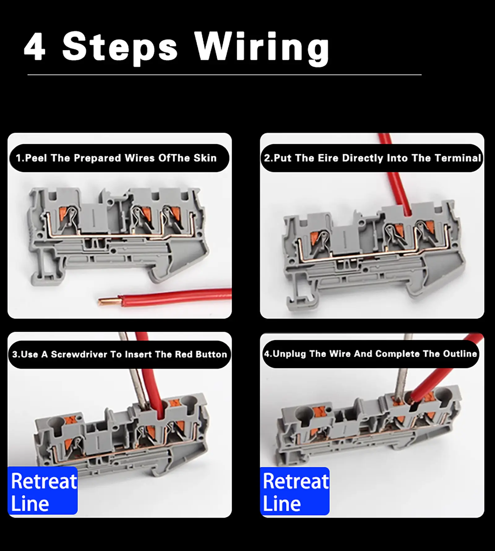 4 Conductor Two-in Two-out Push In Din Rail Electric Terminal Blocks (1)