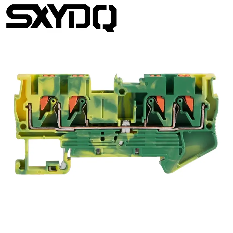 4 Conductor Grounding QUATTRO Push In Earthing Din Rail Electric Terminal Blocks