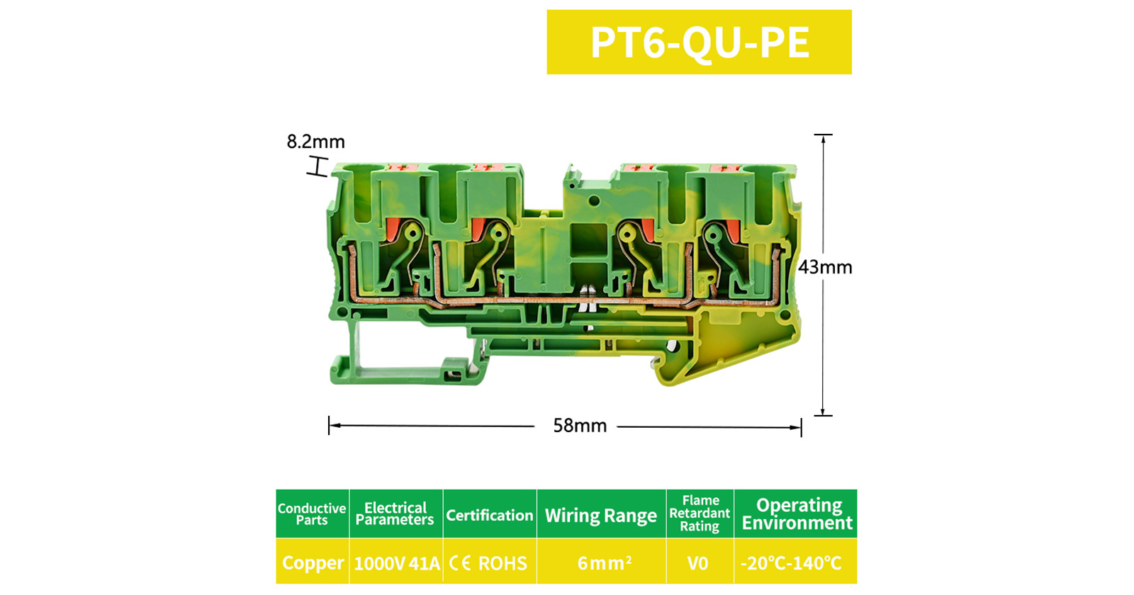 Screw-less Ground Earth Terminal Blocks Terminal Contact Block (1)