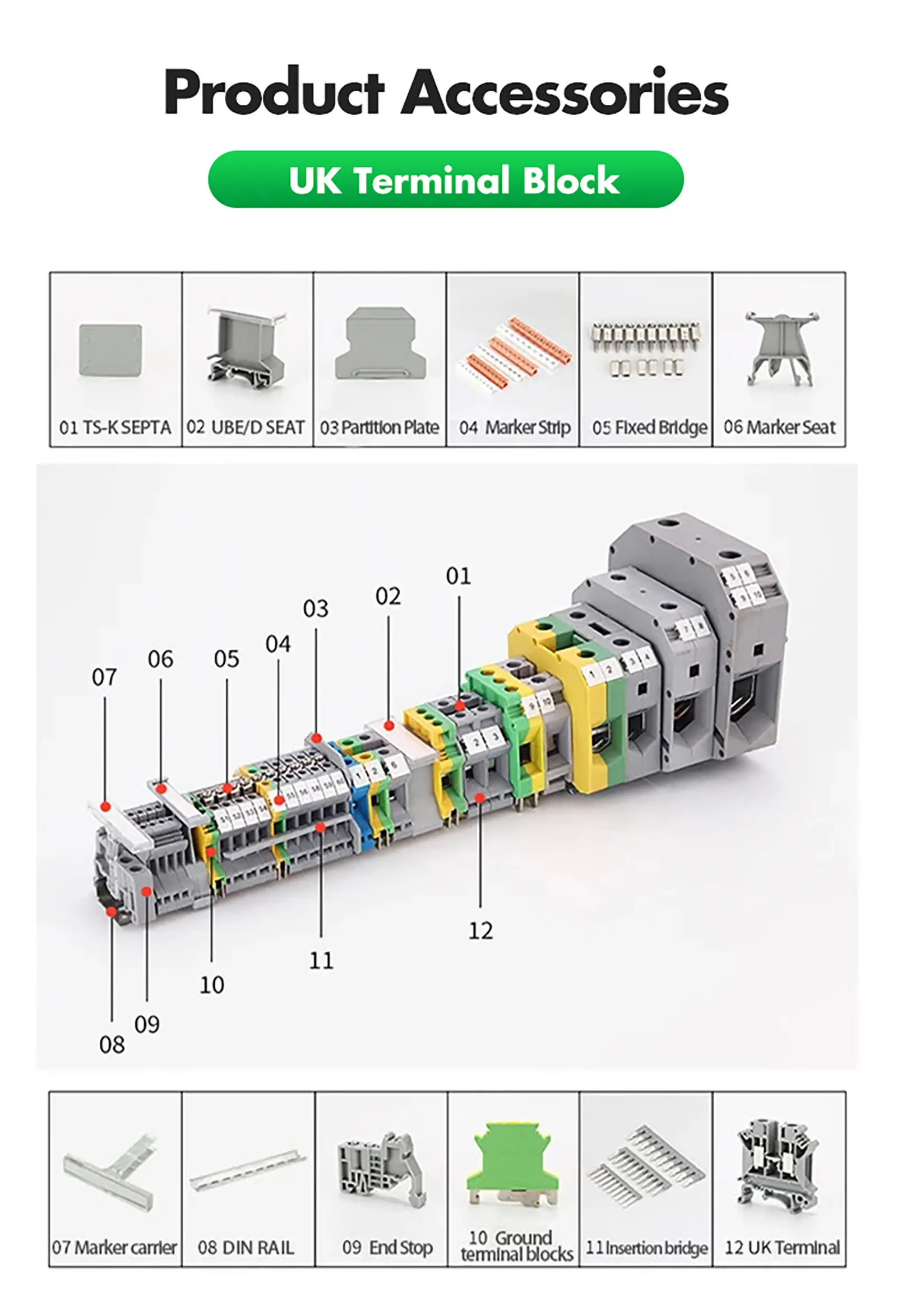 JUKH 50 DIN Rail High Current Spring Cage DIN Rail Terminal Blocks (1)