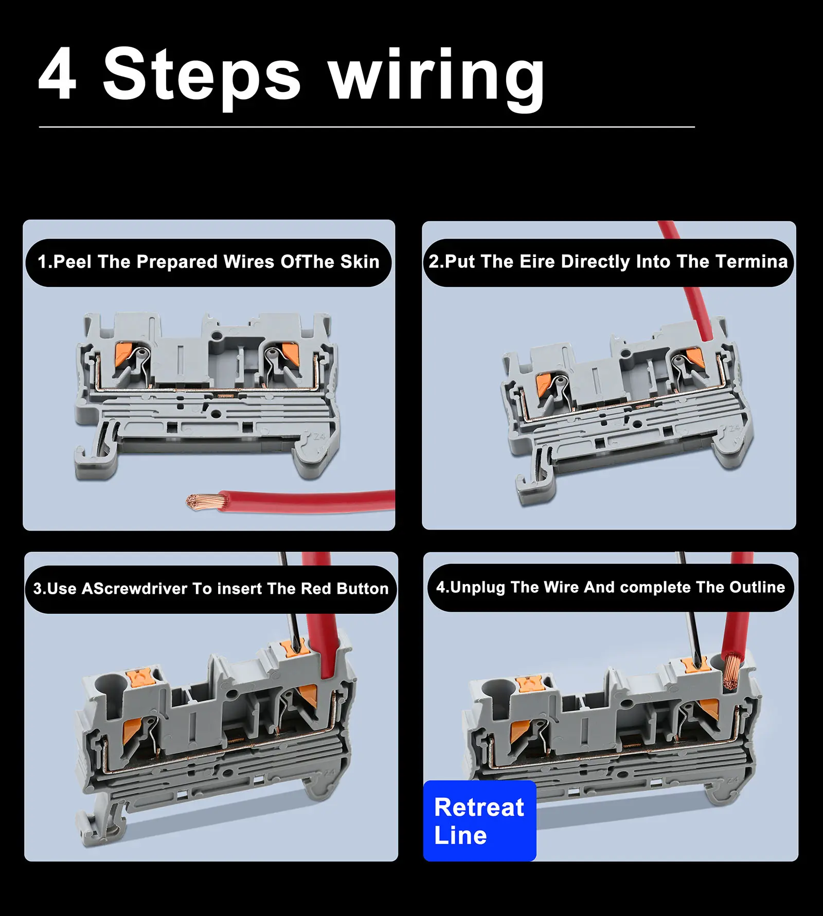 Grounding Twin Push In Earthing Din Rail Electric Terminal Blocks